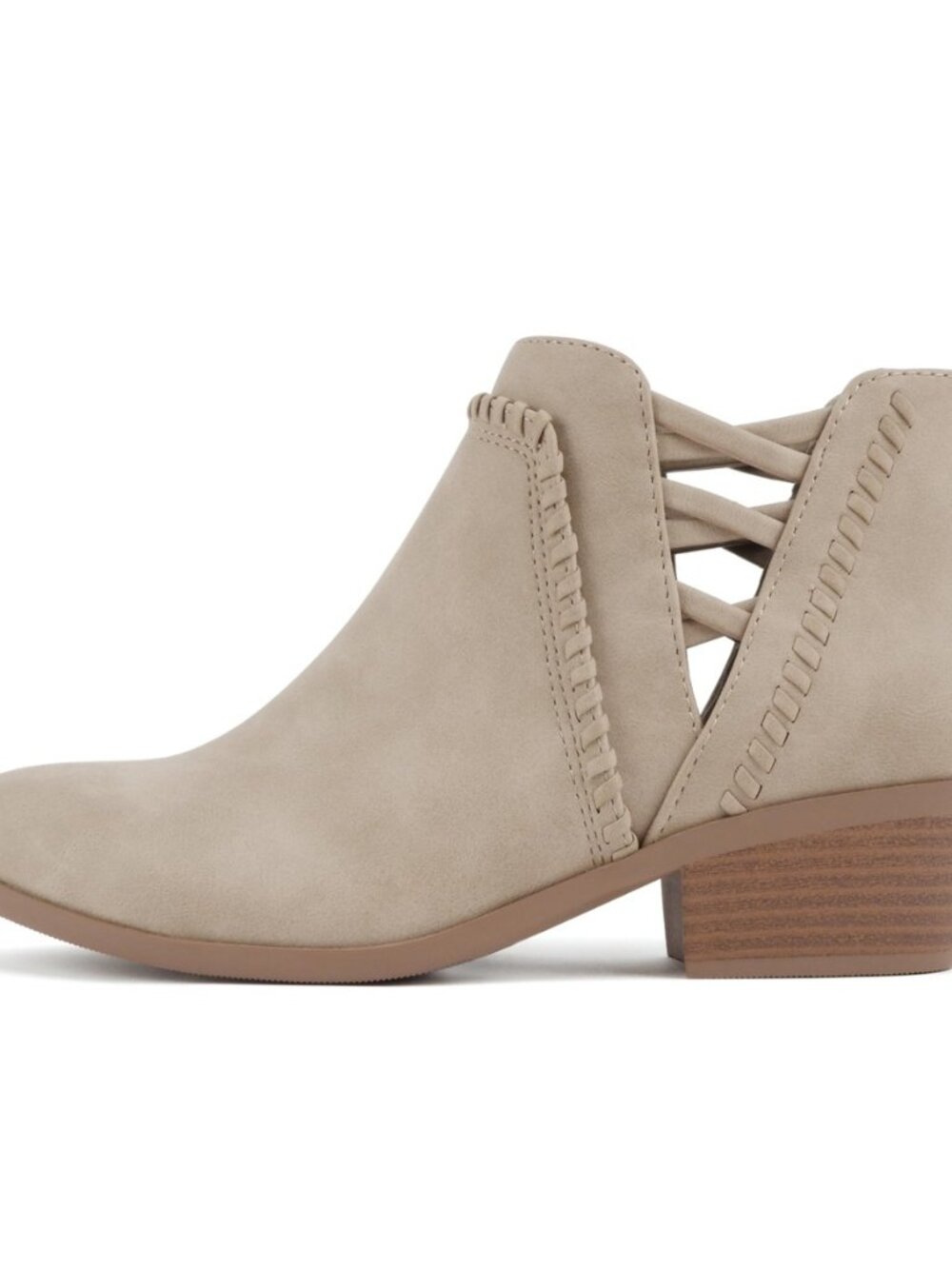 Sincere Women's Low Ankle Heel Bootie with Elastic Cross Straps (Wide Fit
